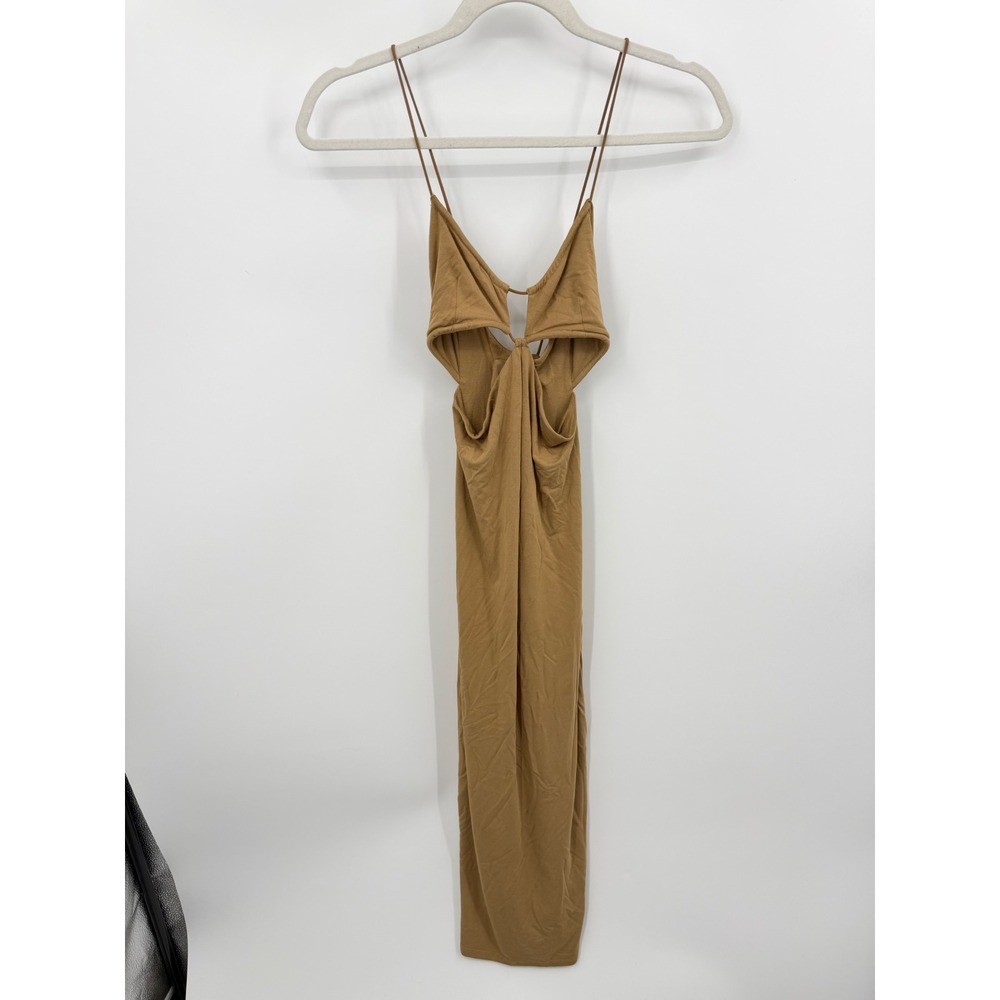 Good American Pecan Cut Out cord Midi Dress Womens M 2 Tan Brown GDK0106